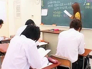 Nippon schoolgirl's sexy blowjob for her hard cock student