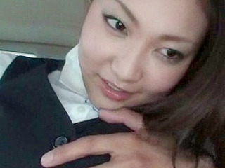 Nippon cutie with insatiable cravings teases her man to spray his hot load on her pretty face.