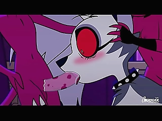 helluva boss, millie, moxxie and loona fuck in a hotel by cartoonsaur